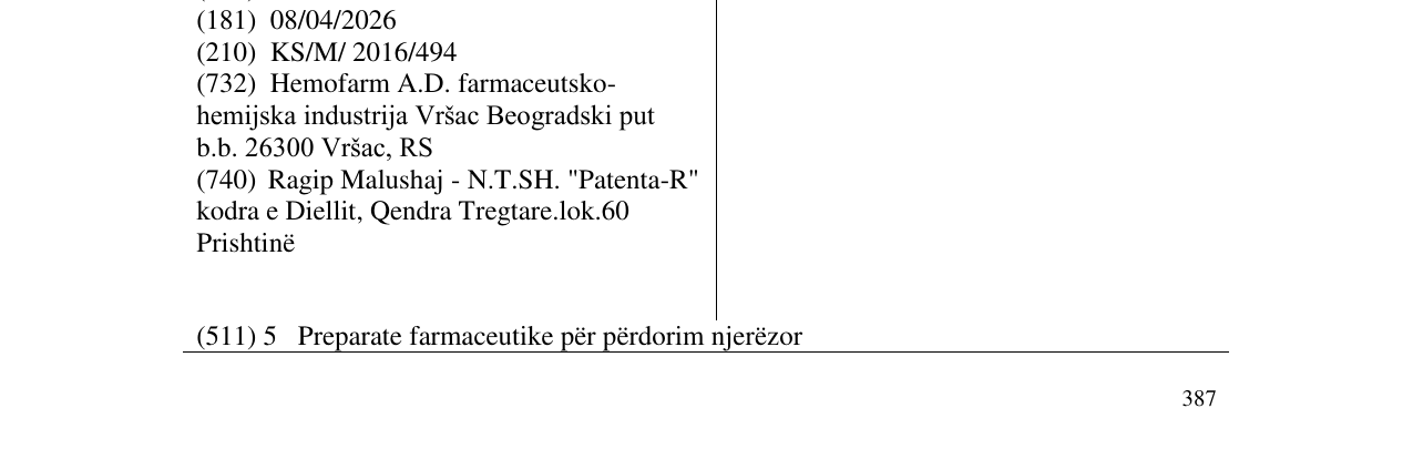 Zëri i markës IDIKA në buletin