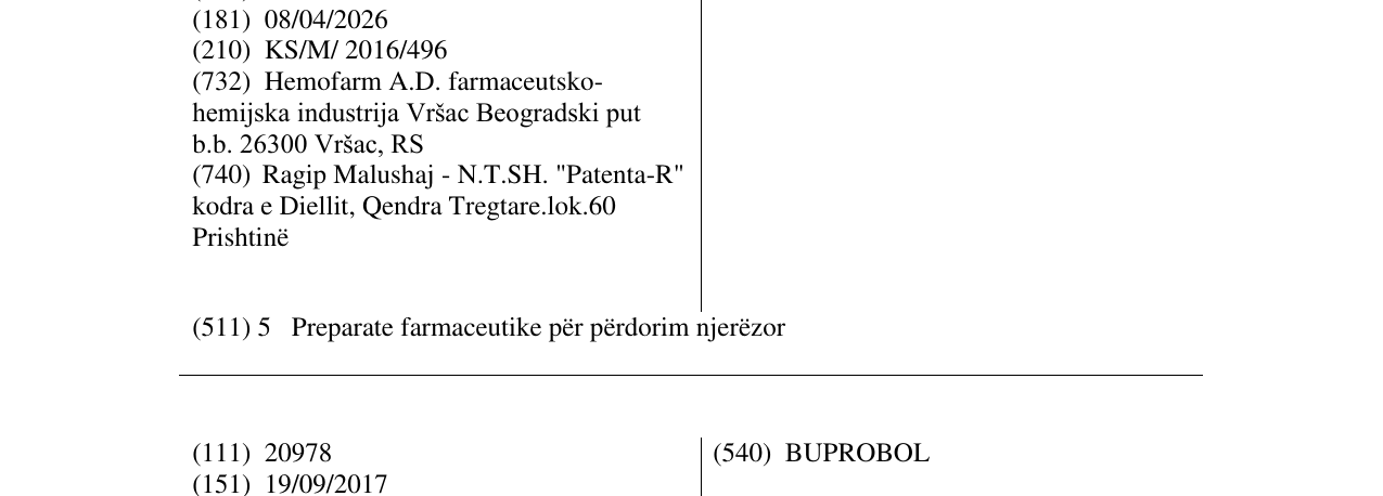 Zëri i markës BETAMSAL në buletin