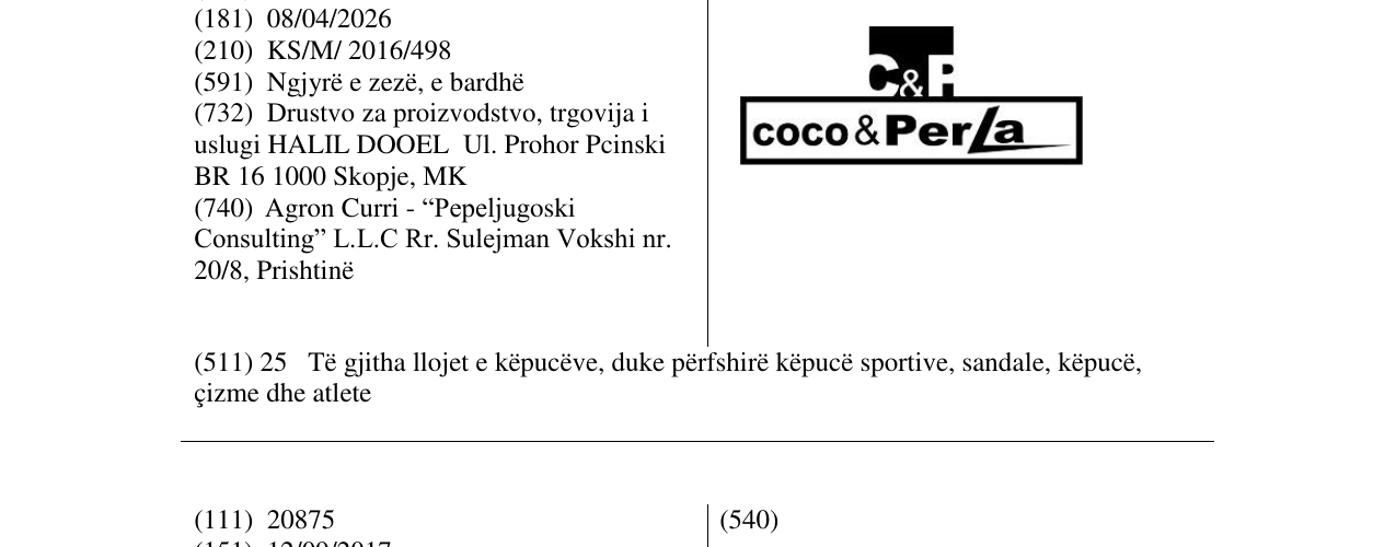 Zëri i markës C & P coco & PerLa në buletin