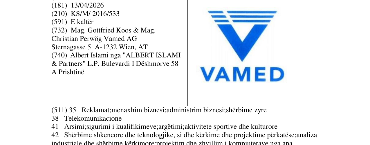 Zëri i markës VAMED në buletin