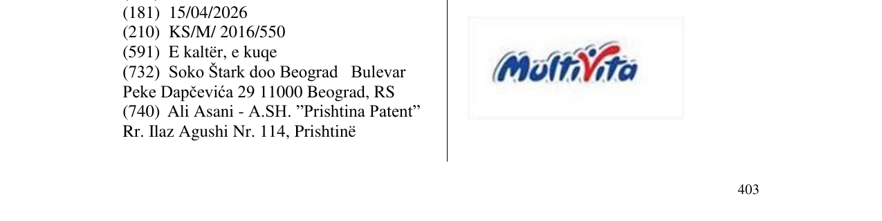 Zëri i markës MultiVita në buletin