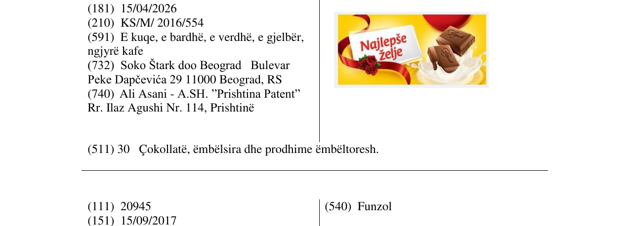 Zëri i markës Najlepse zelje në buletin