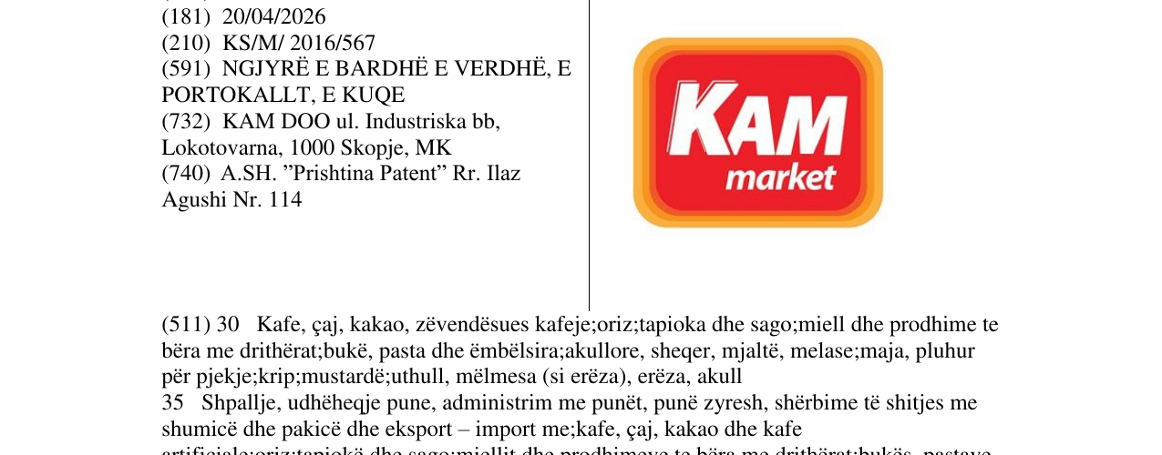 Zëri i markës KAM market në buletin