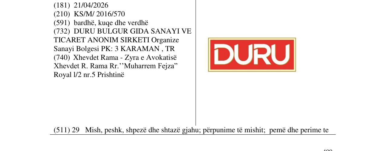 Zëri i markës DURU në buletin