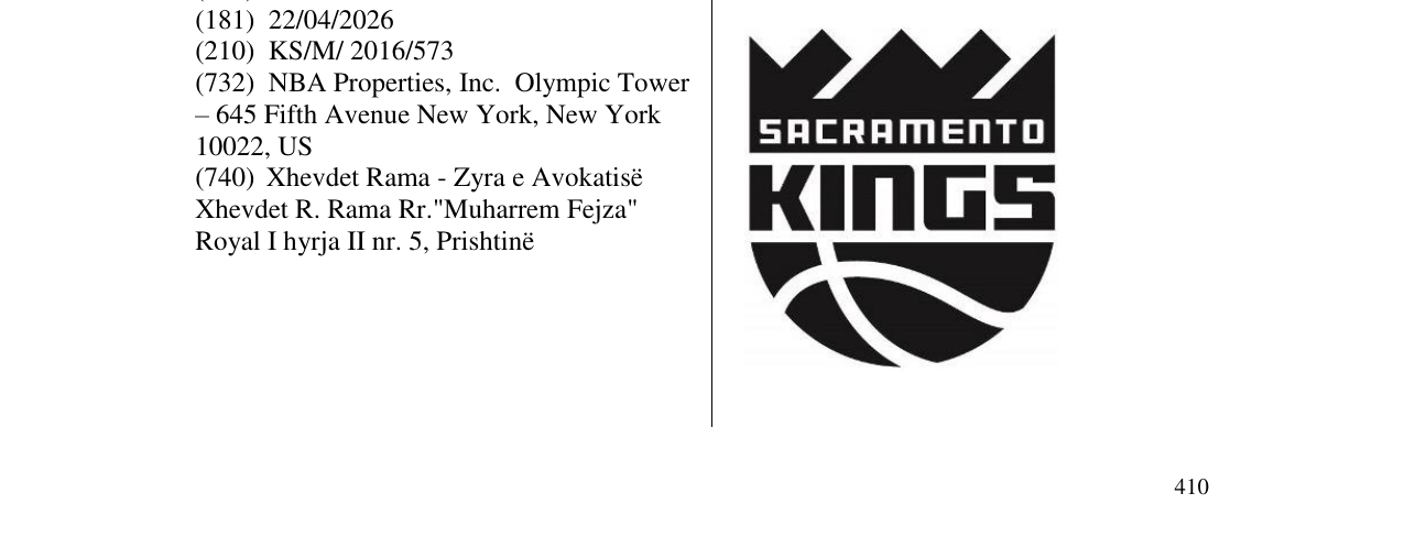 Zëri i markës Sacrrmento KINGS në buletin
