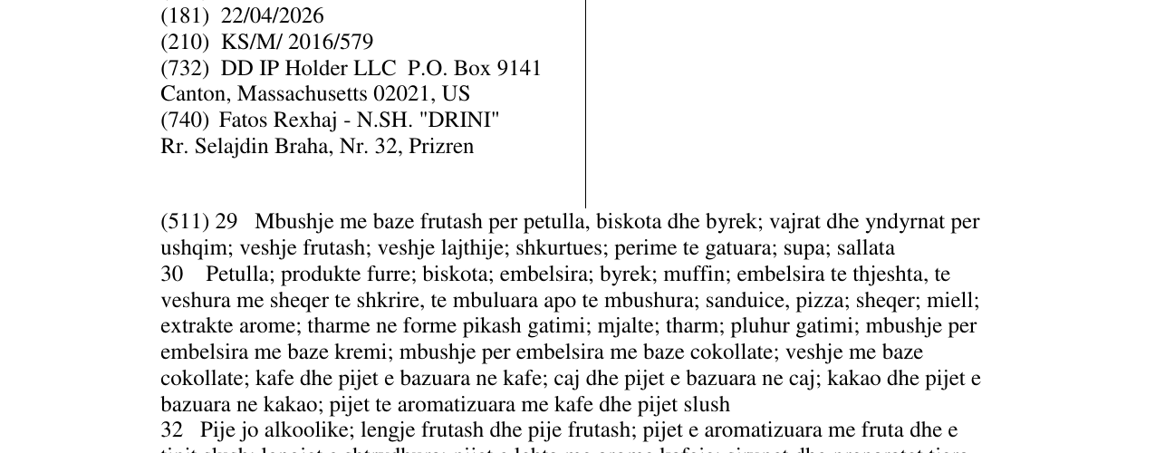 Zëri i markës DUNKIN ' DONUTS në buletin