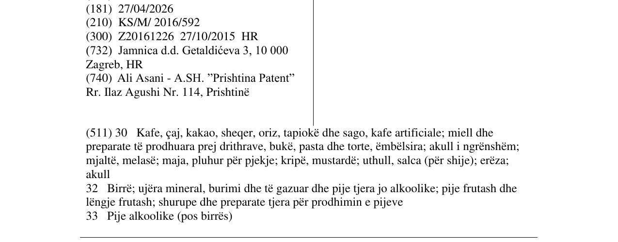 Zëri i markës JAMNICA UZ SVAKI OBROK në buletin
