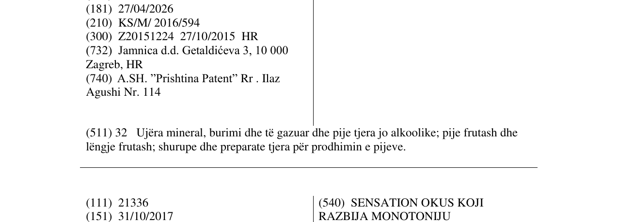 Zëri i markës JANA VODA S PORUKOM në buletin