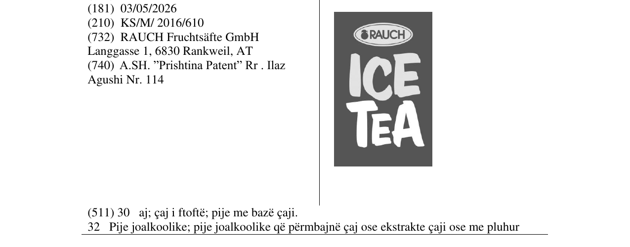 Zëri i markës ICE TEA në buletin