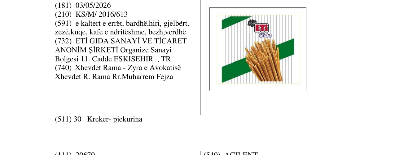 Zëri i markës ETi sticks në buletin