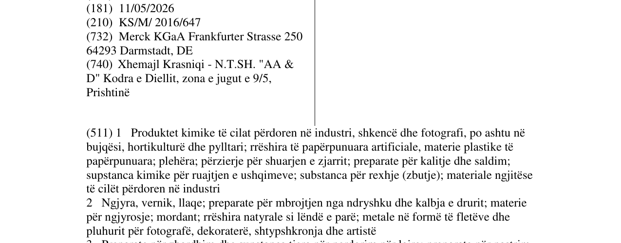 Zëri i markës MERCK në buletin