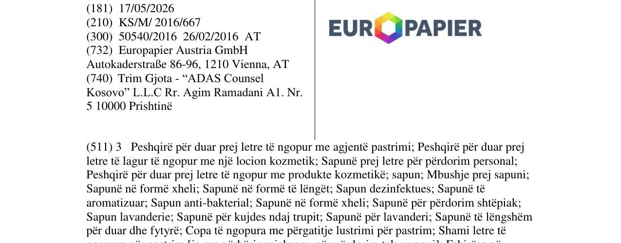 Zëri i markës EUROPAPIER në buletin