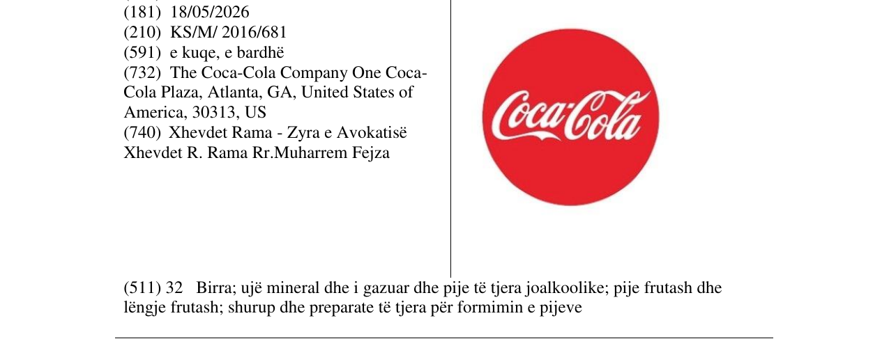 Zëri i markës Coca-Cola në buletin