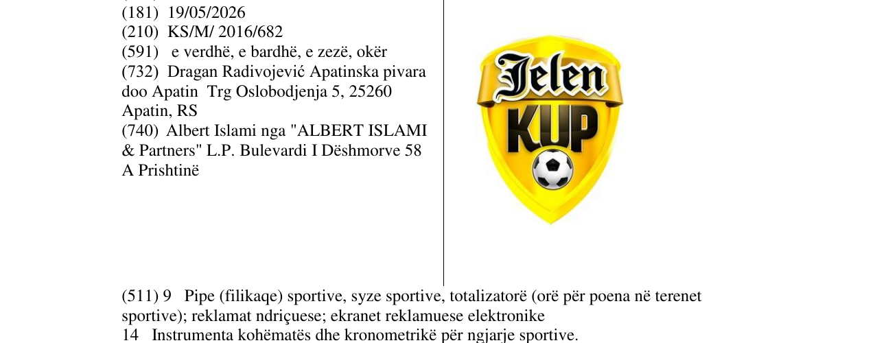 Zëri i markës Jelen KUP në buletin