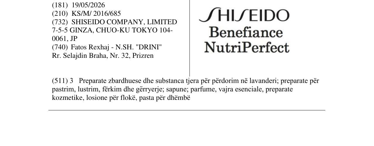 Zëri i markës SHISEIDO Benefiance NutriPerfect në buletin
