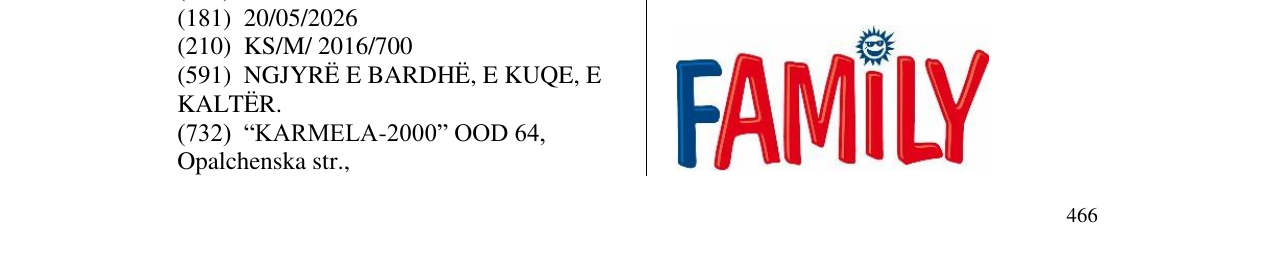 Zëri i markës FAMILY në buletin