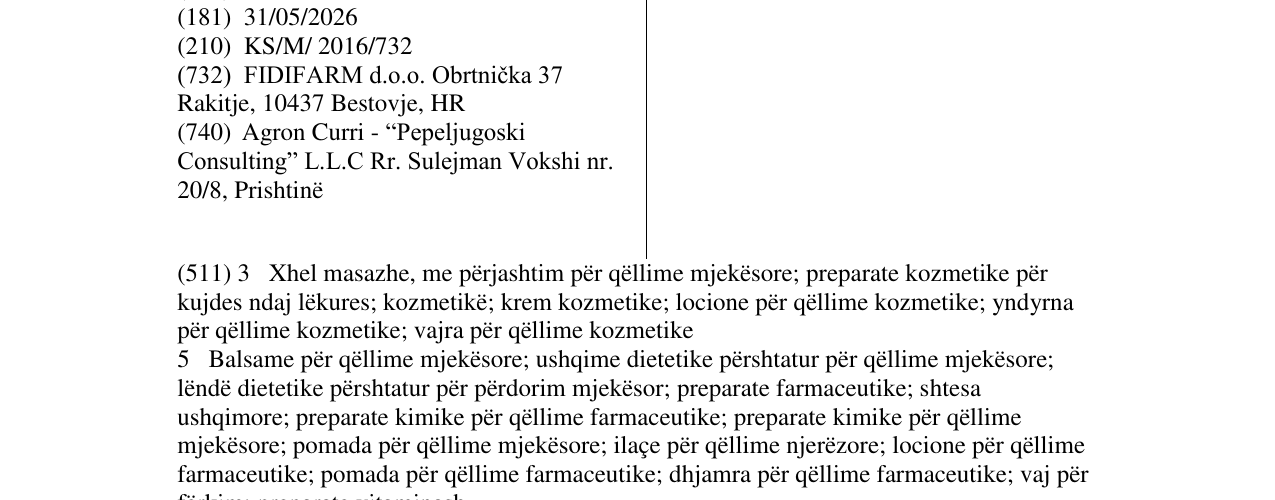 Zëri i markës KONDROIN H RAPID në buletin