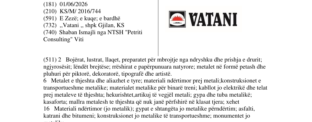 Zëri i markës VATANI në buletin