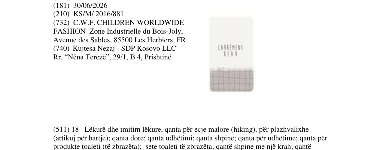 Zëri i markës CARREMENT BEAV në buletin