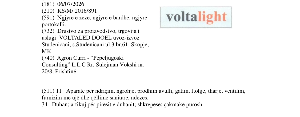 Zëri i markës voltalight në buletin
