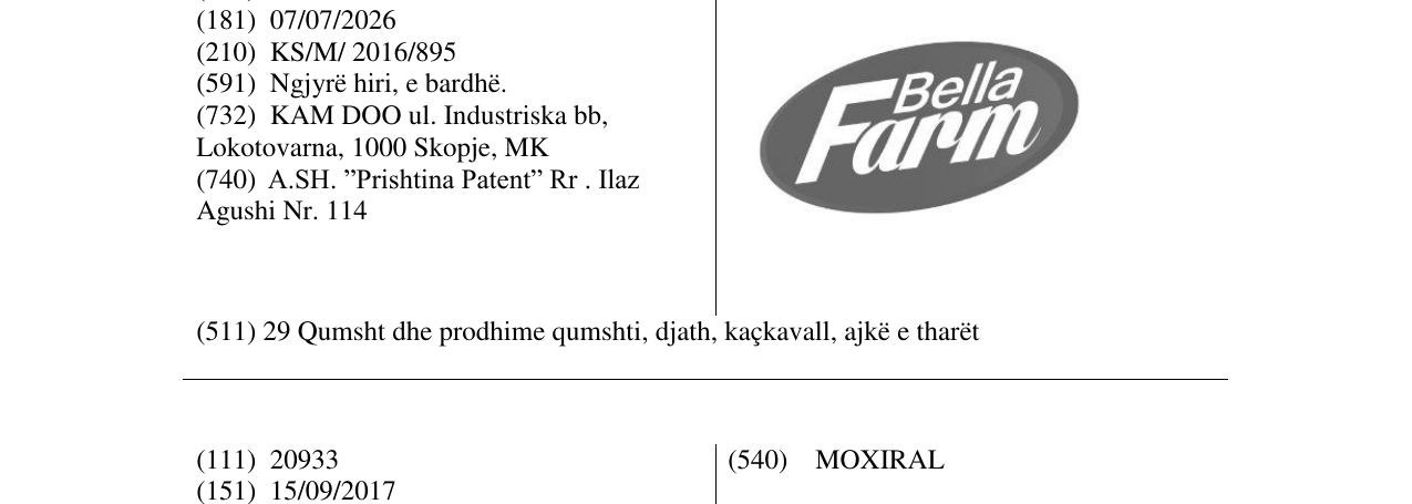 Zëri i markës Bella Farm në buletin
