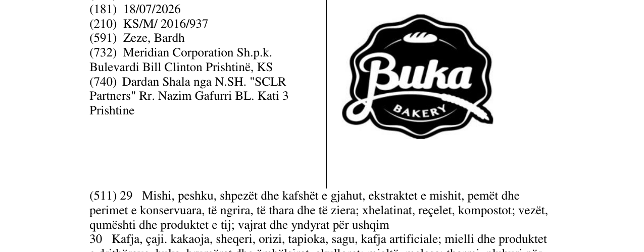 Zëri i markës Buka Bakery në buletin