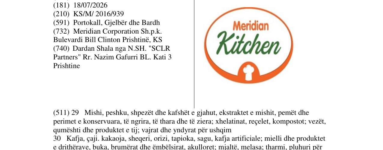 Zëri i markës Meridian Kitchen në buletin
