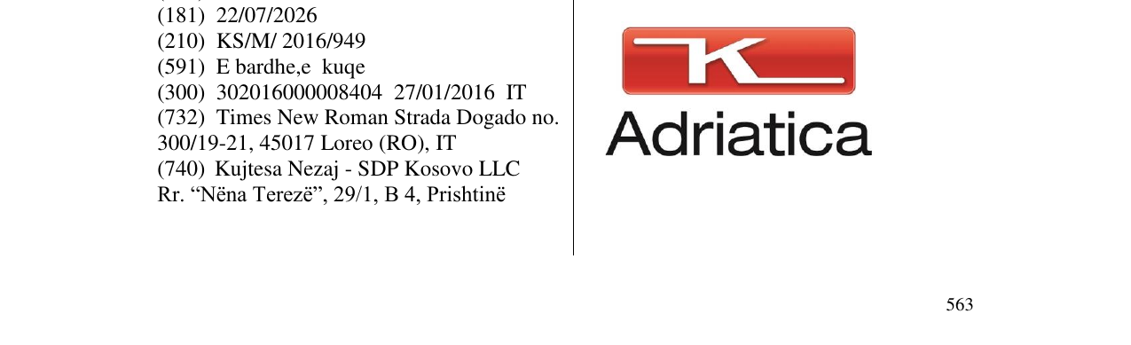 Zëri i markës Adriatica në buletin