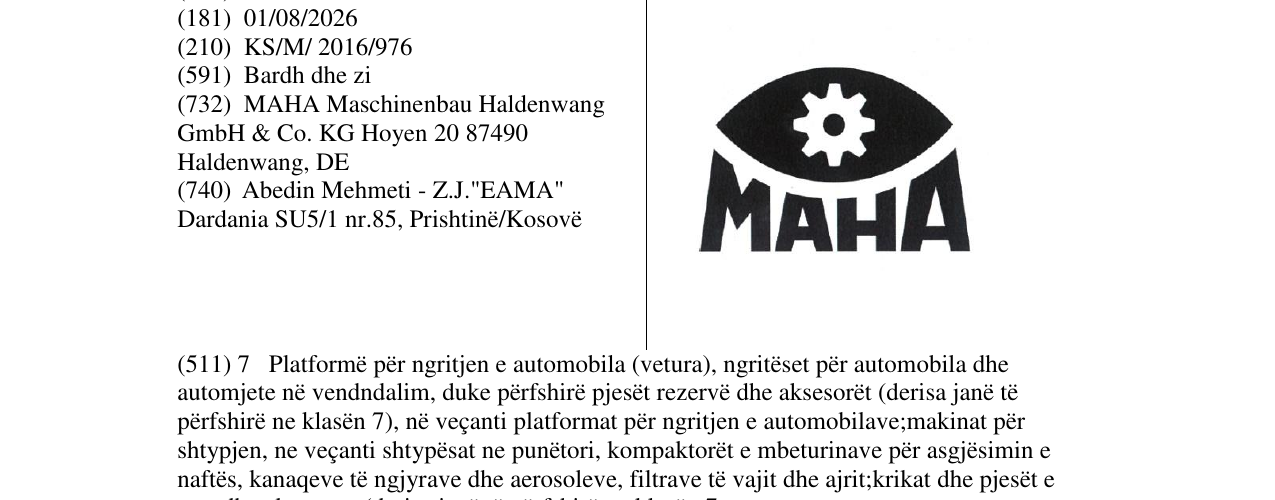 Zëri i markës MAHA në buletin