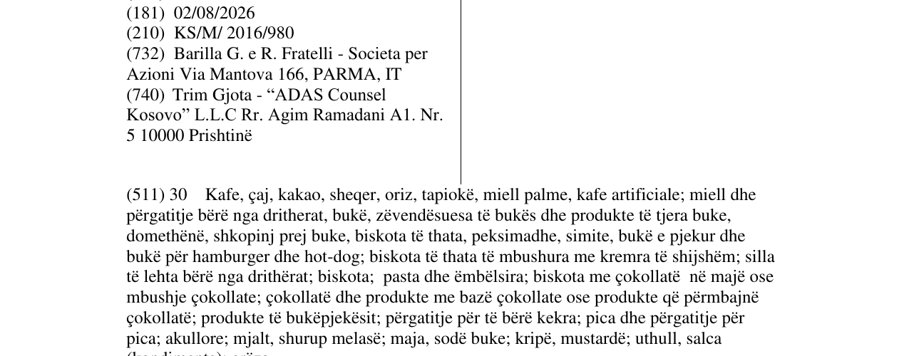Zëri i markës MULINO BIANCO në buletin