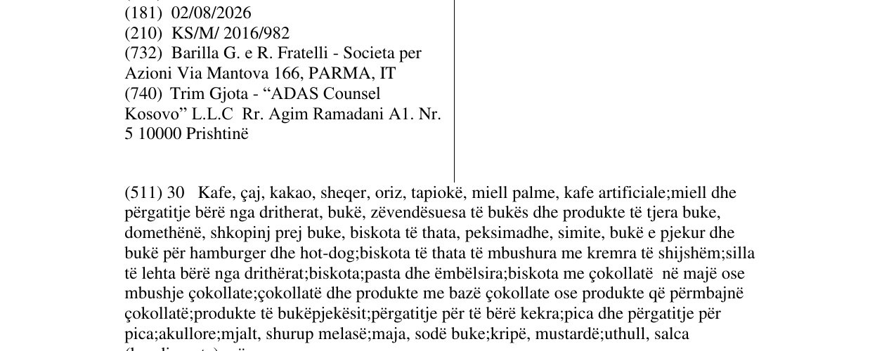 Zëri i markës PAVESI në buletin