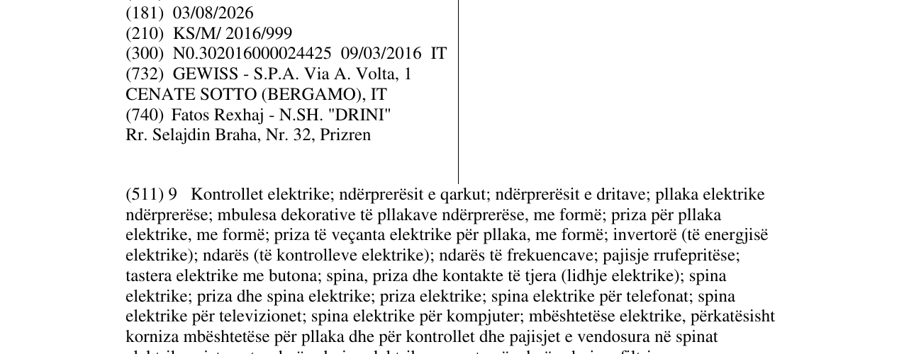 Zëri i markës DAHLIA në buletin