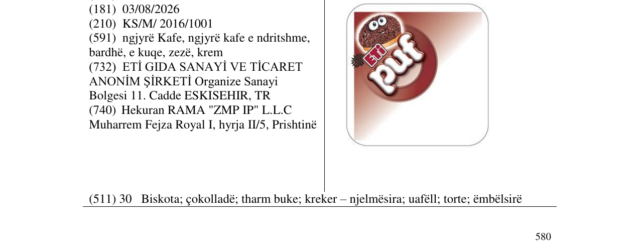 Zëri i markës ETi puf në buletin