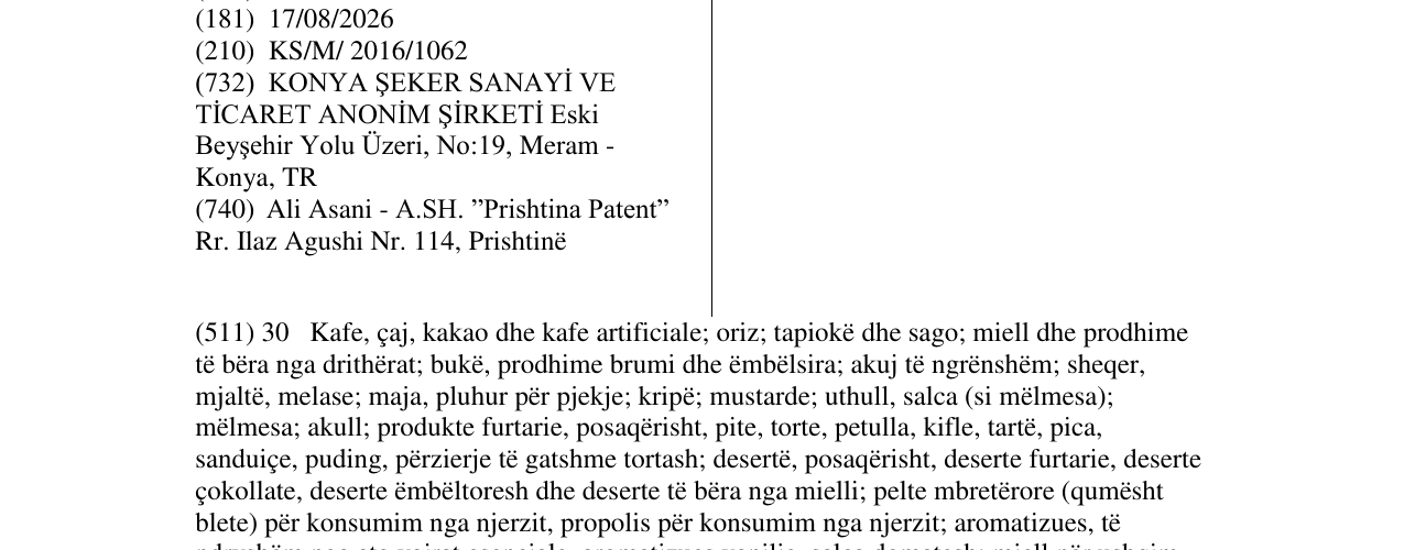 Zëri i markës TORKU FAVORİMO në buletin
