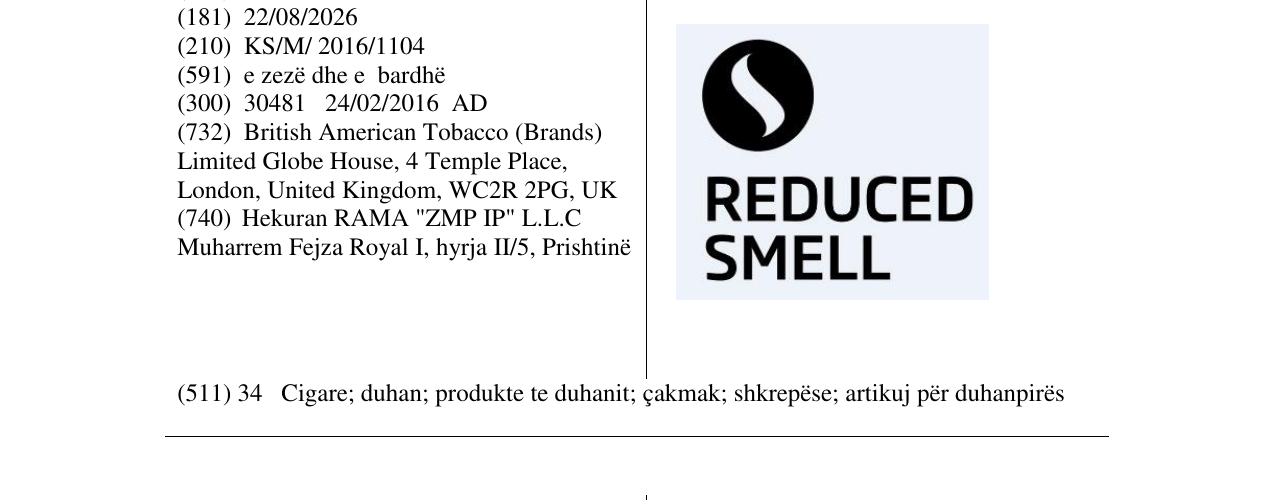 Zëri i markës REDUCED SMELL në buletin