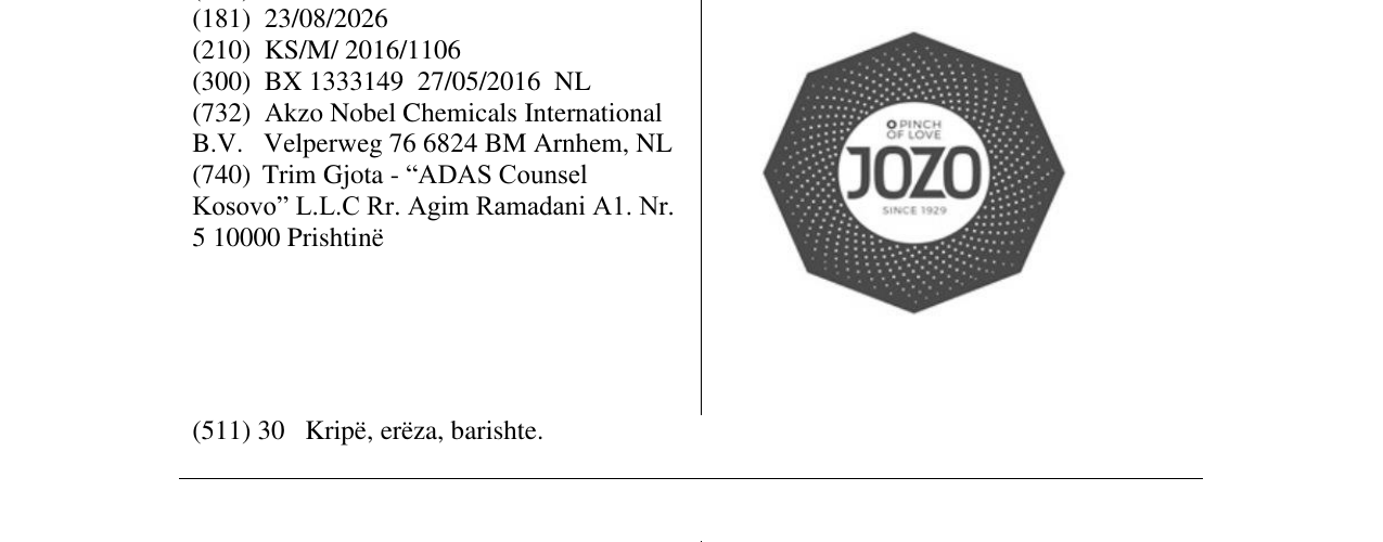 Zëri i markës JOZO në buletin