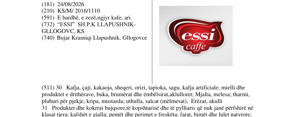Zëri i markës essi caffe në buletin