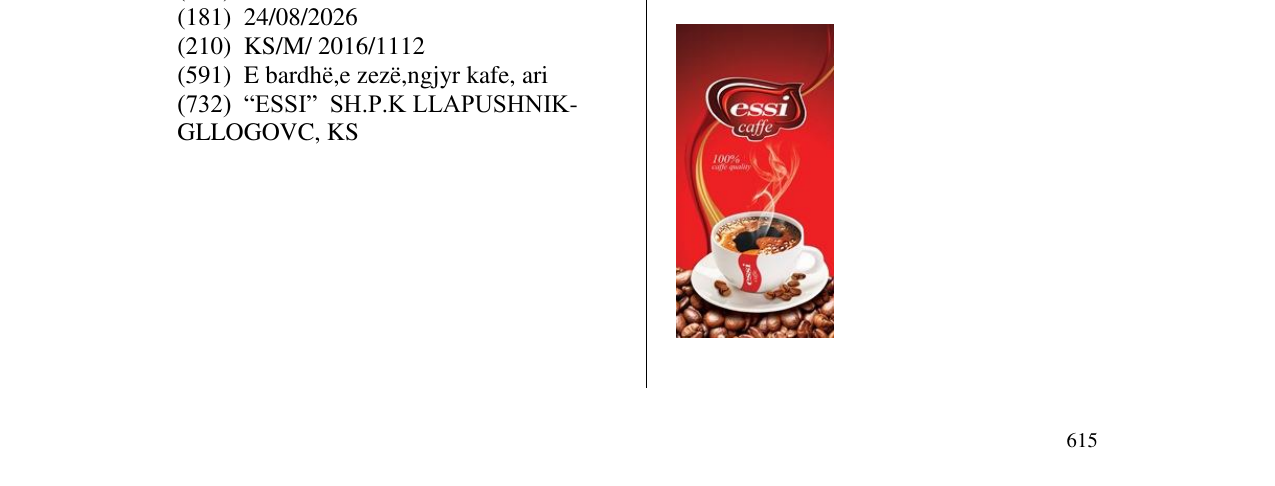 Zëri i markës essi caffe në buletin