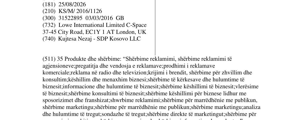 Zëri i markës MULLENLOWE në buletin