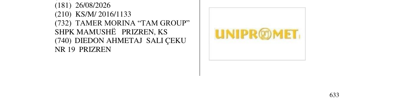 Zëri i markës UNIPROMET në buletin
