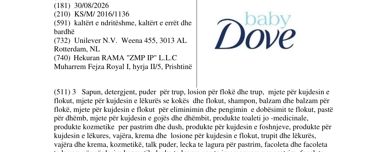 Zëri i markës baby Dove në buletin