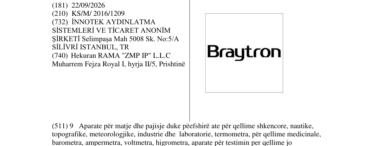 Zëri i markës Braytron në buletin