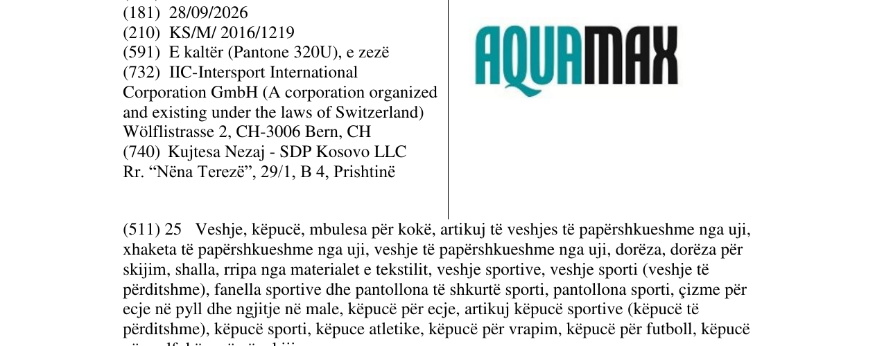 Zëri i markës AQUAMAX në buletin
