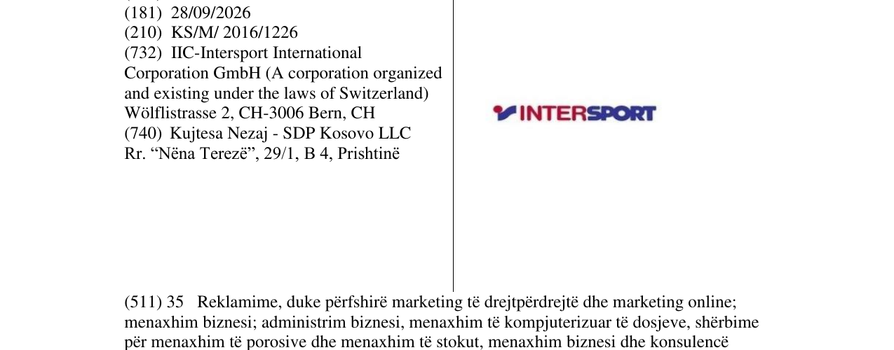 Zëri i markës INTERSPORT në buletin