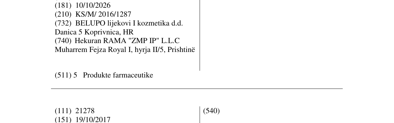 Zëri i markës PINOX në buletin