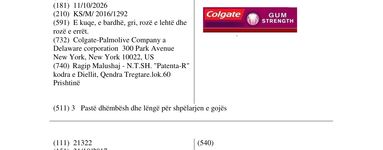 Zëri i markës Colgate GUM STRENGTH në buletin