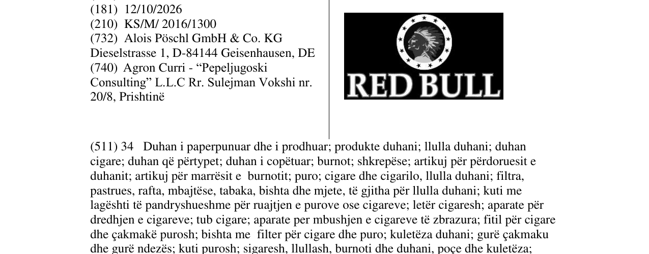 Zëri i markës RED BULL në buletin