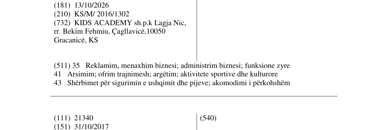 Zëri i markës KIDS ACADEMY në buletin