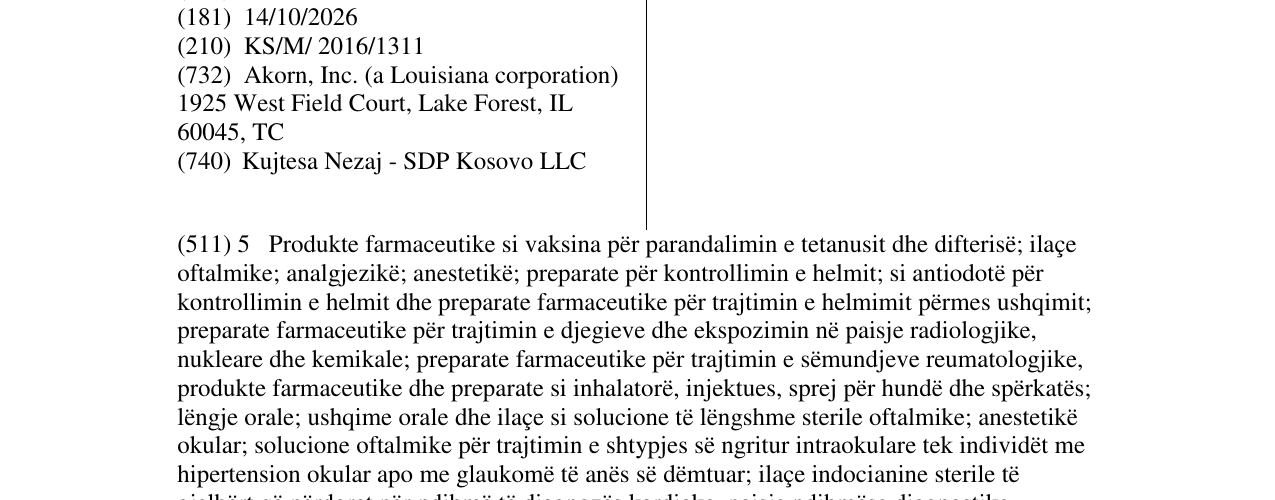 Zëri i markës AKORN në buletin