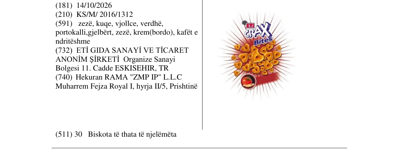 Zëri i markës CRAX Bites në buletin